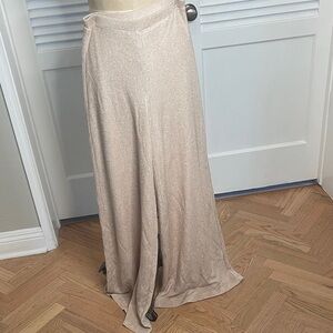 Anthropologie Cream/gold wide leg knit pant szS